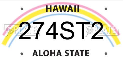 274ST2 Hawaii License Plate