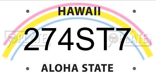 274ST7 Hawaii License Plate