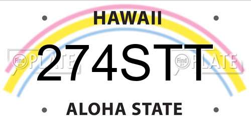 274STT Hawaii License Plate