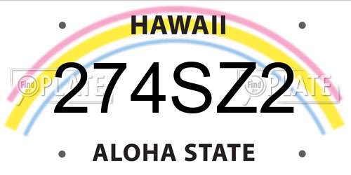 274SZ2 Hawaii License Plate