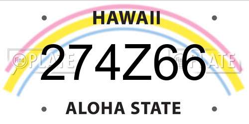 274Z66 Hawaii License Plate