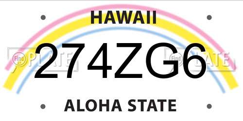 274ZG6 Hawaii License Plate