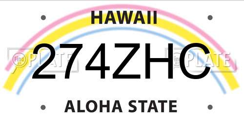 274ZHC Hawaii License Plate