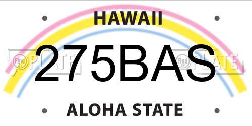 275BAS Hawaii License Plate