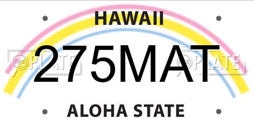 275MAT Hawaii License Plate
