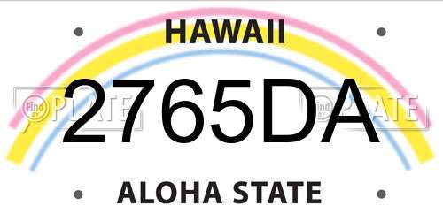 2765DA Hawaii License Plate