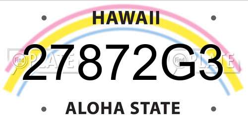 27872G3 Hawaii License Plate