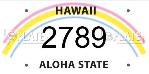 2789 Hawaii License Plate