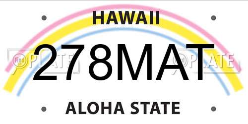 278MAT Hawaii License Plate