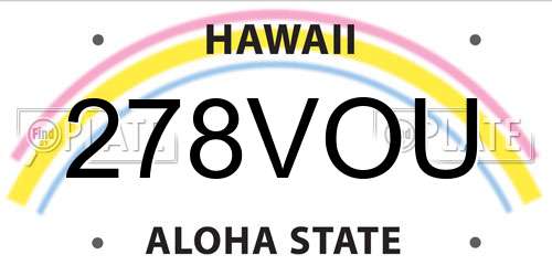 278VOU Hawaii License Plate