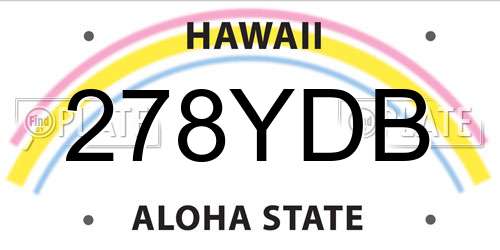 278YDB Hawaii License Plate