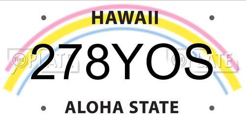 278YOS Hawaii License Plate