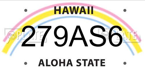 279AS6 Hawaii License Plate
