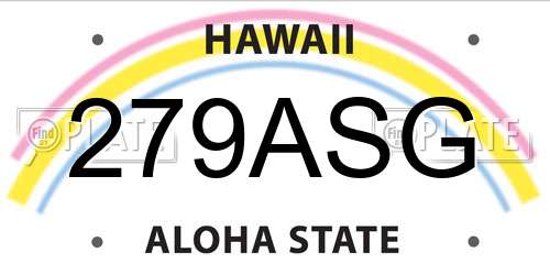 279ASG Hawaii License Plate