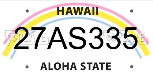 27AS335 Hawaii License Plate