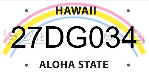 27DG034 Hawaii License Plate
