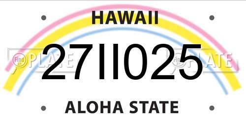 27II025 Hawaii License Plate