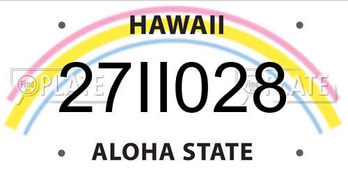 27II028 Hawaii License Plate