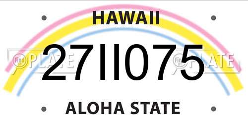 27II075 Hawaii License Plate