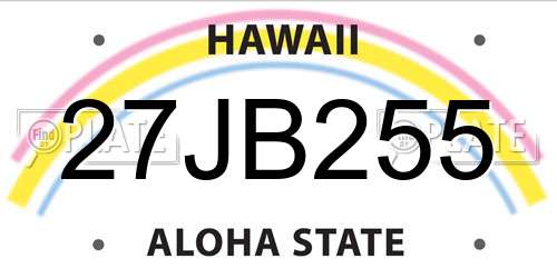 27JB255 Hawaii License Plate