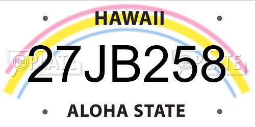 27JB258 Hawaii License Plate