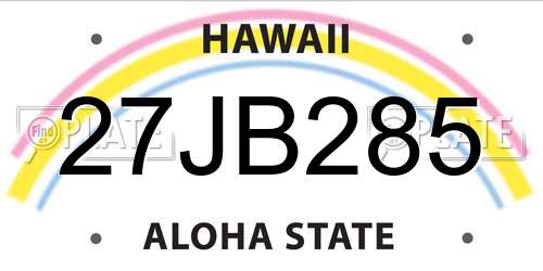 27JB285 Hawaii License Plate