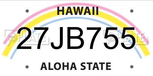 27JB755 Hawaii License Plate