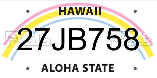 27JB758 Hawaii License Plate