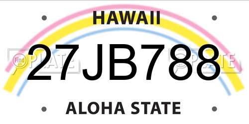 27JB788 Hawaii License Plate
