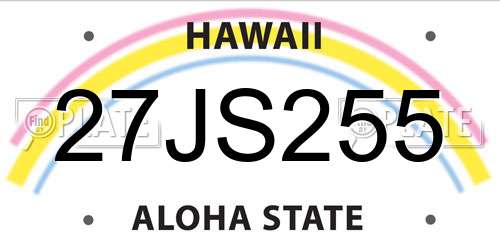27JS255 Hawaii License Plate