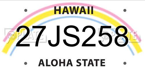 27JS258 Hawaii License Plate