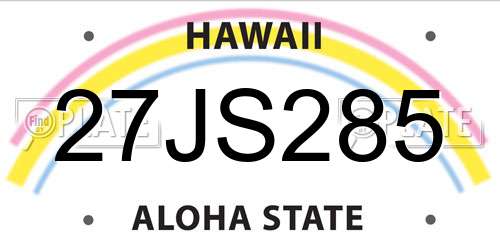 27JS285 Hawaii License Plate