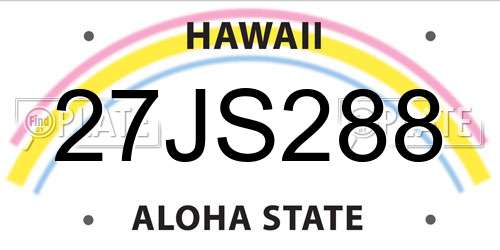 27JS288 Hawaii License Plate