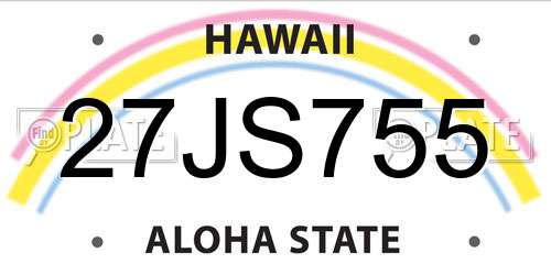 27JS755 Hawaii License Plate