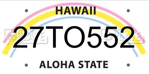 27TO552 Hawaii License Plate