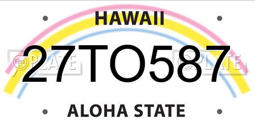 27TO587 Hawaii License Plate