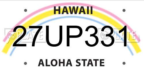 27UP331 Hawaii License Plate
