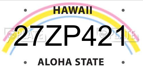 27ZP421 Hawaii License Plate
