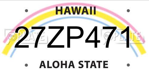 27ZP471 Hawaii License Plate