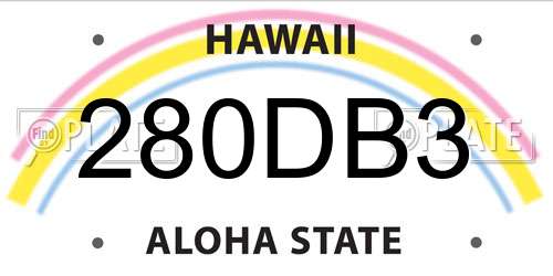 280DB3 Hawaii License Plate