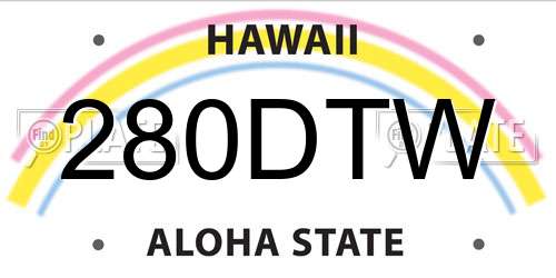 280DTW Hawaii License Plate