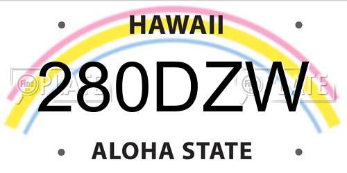 280DZW Hawaii License Plate
