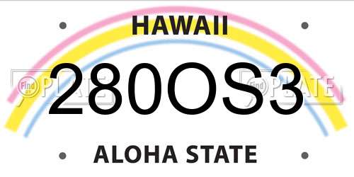280OS3 Hawaii License Plate