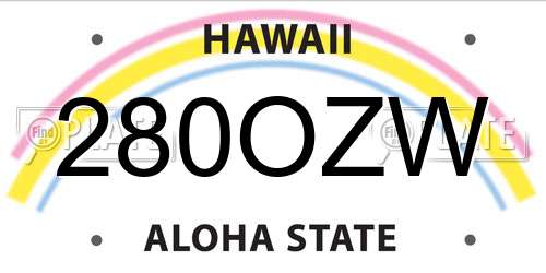 280OZW Hawaii License Plate