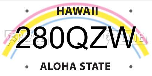 280QZW Hawaii License Plate