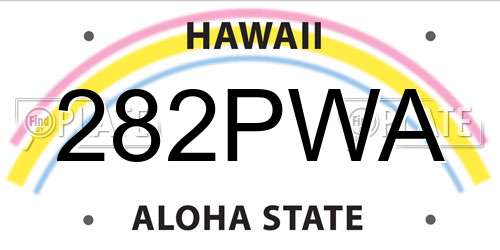 282PWA Hawaii License Plate