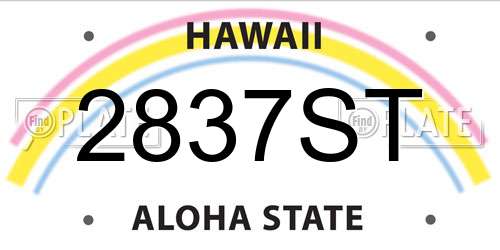 2837ST Hawaii License Plate