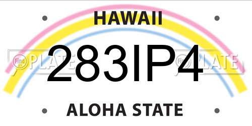 283IP4 Hawaii License Plate