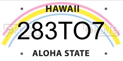 283TO7 Hawaii License Plate