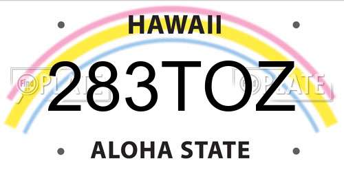 283TOZ Hawaii License Plate